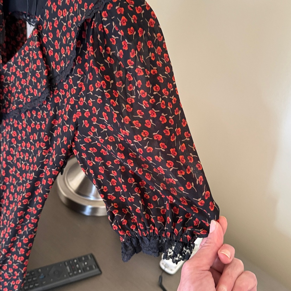 Reformation Black and Red Floral Blouse - Picture 3 of 6